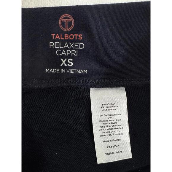 T By Talbots XS Modal French Terry Relaxed Capri Pants Navy Blue Womens Knit - Picture 2 of 6